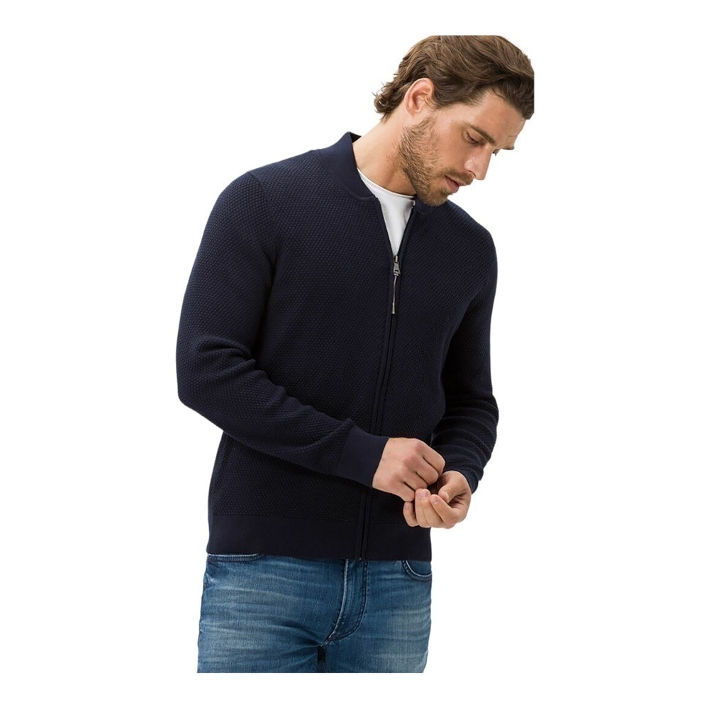 BRAX JOSHUA Full Zip Sweater in navy blue